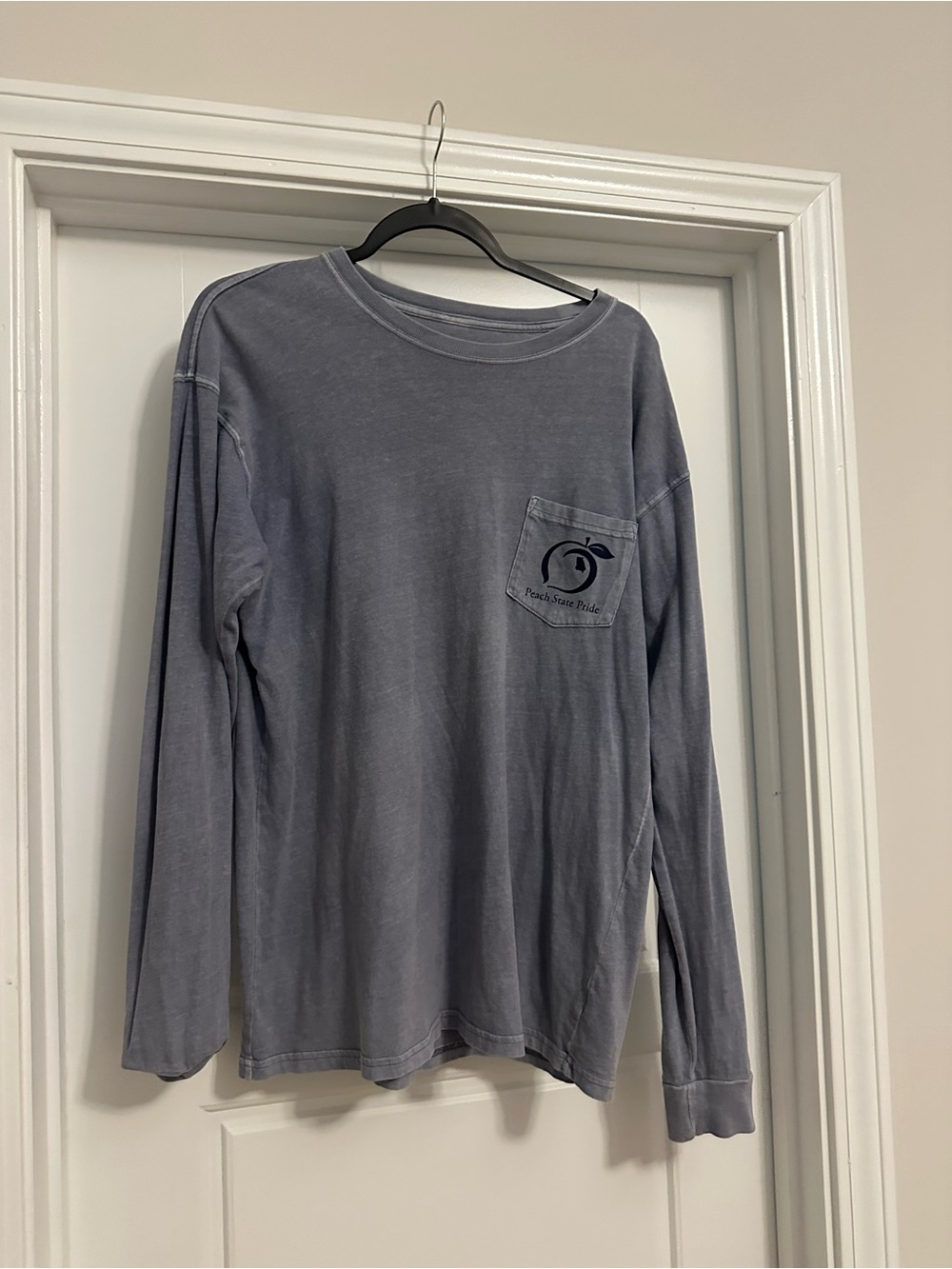 Pocket Long-Sleeve Tee in Slate Gray - Peach State pride